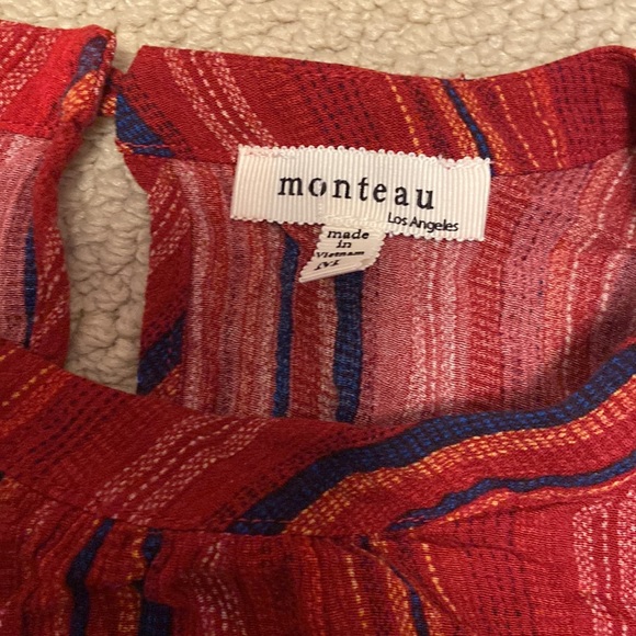 Monteau Striped Red Tie-Up Top - Picture 3 of 4